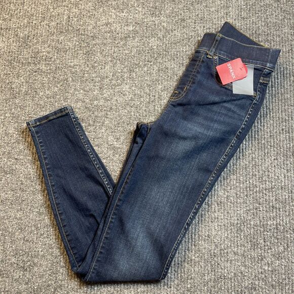 Spanx Size XS Stretch Ankle Skinny Jeans Midnight Shade Pull On Jegging Pant NEW - Picture 1 of 12